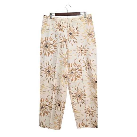 Talbots Vintage Stretch Ivory Petal Burst High Rise Straight Leg Pants Sz 16 - Picture 1 of 9